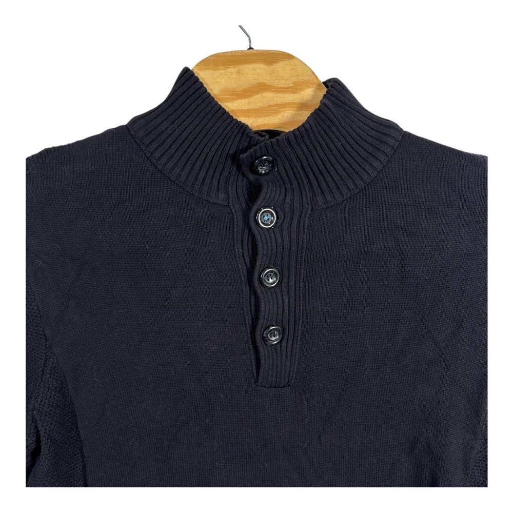 Carbon‎ 2 Cobalt Sweater Pullover Mens XL Black Henley Button Cotton Long Sleeve